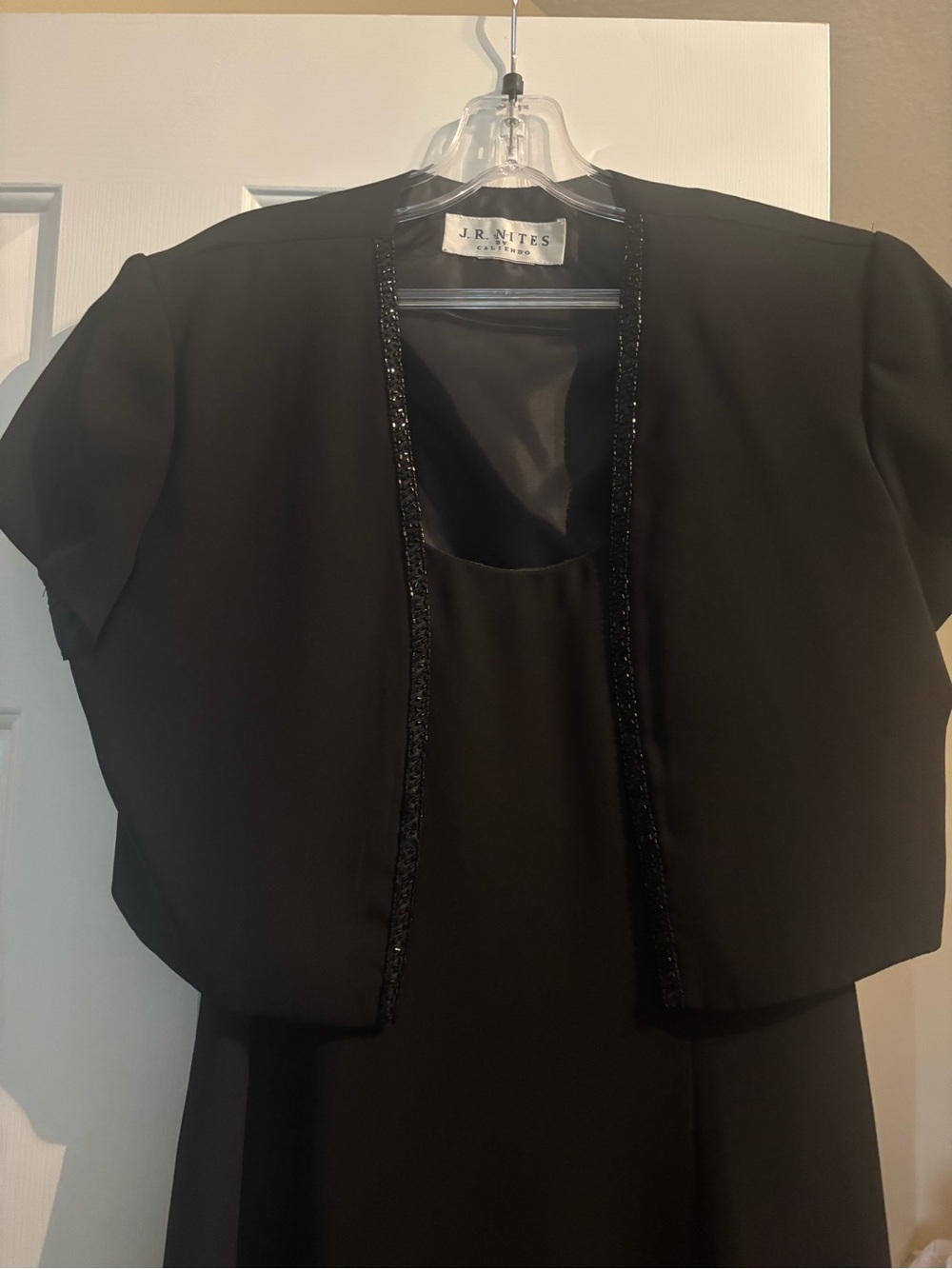 J.R. Nites Elegant black evening dress with Bolero Jacket and Sequin Trim